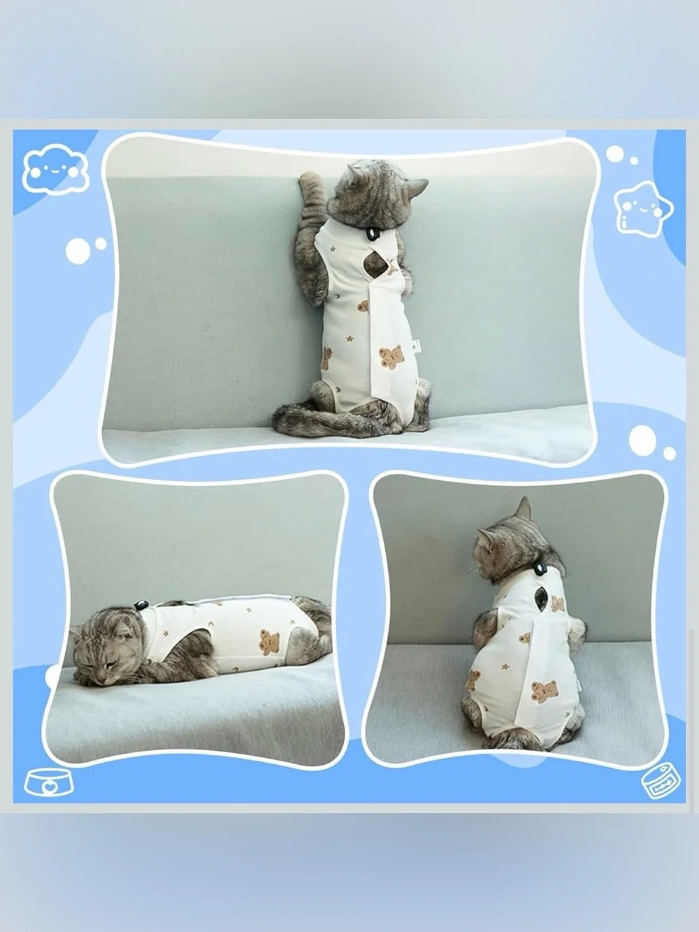 Cat Recovery Suit Female, For Abdominal Wounds or Skin Diseases